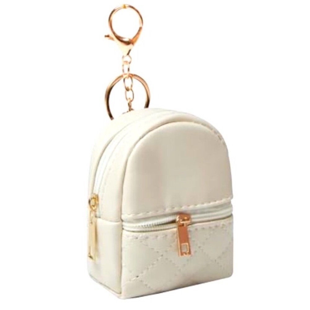 Mini backpack keychain charms, blue, pink, black, cream colors. - Picture 4 of 9